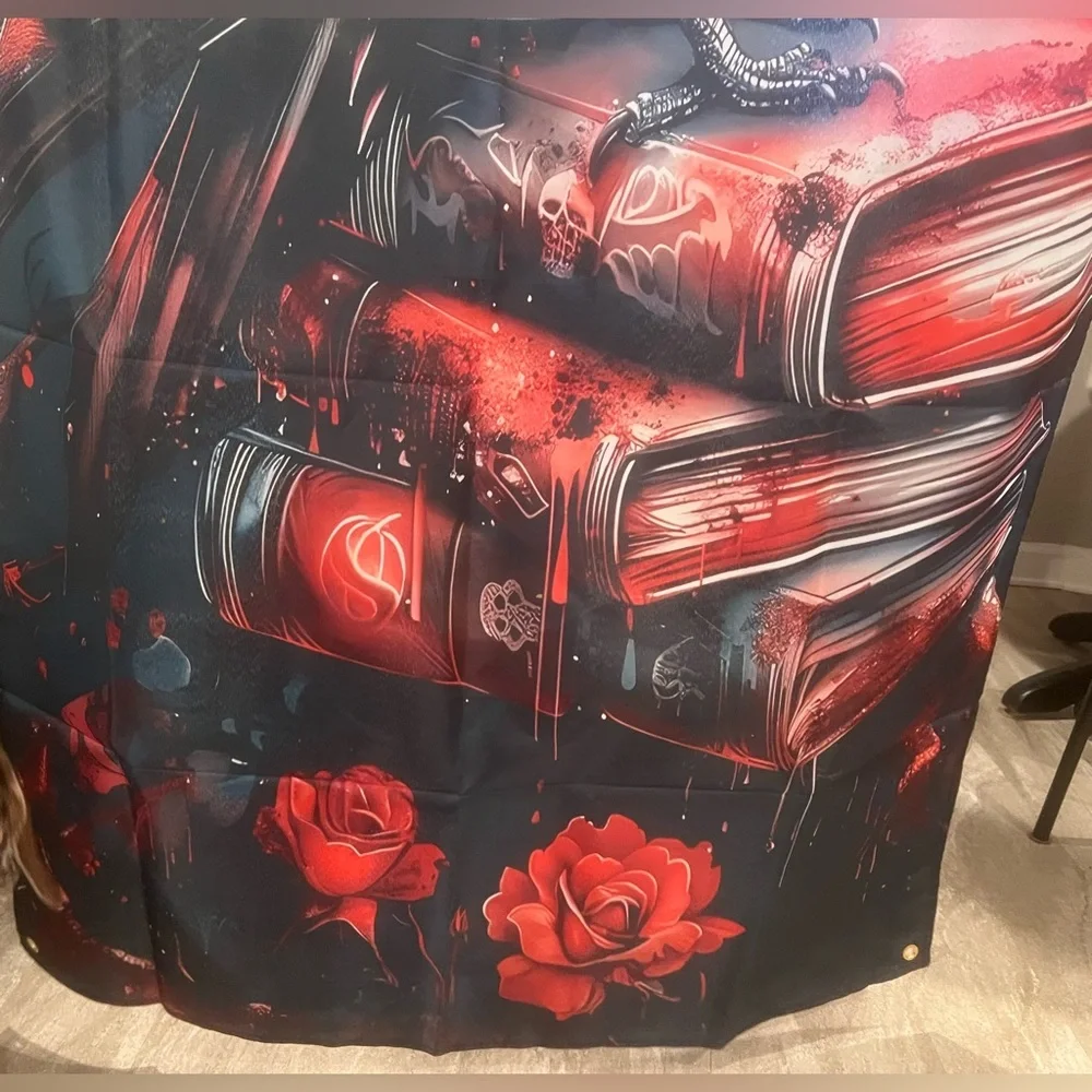 35”x 70” Black & Red Raven Wall Art Canvas - Unbranded
